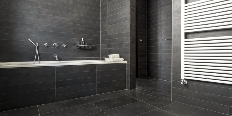 Carrelage de salle de bains grès cérame gris