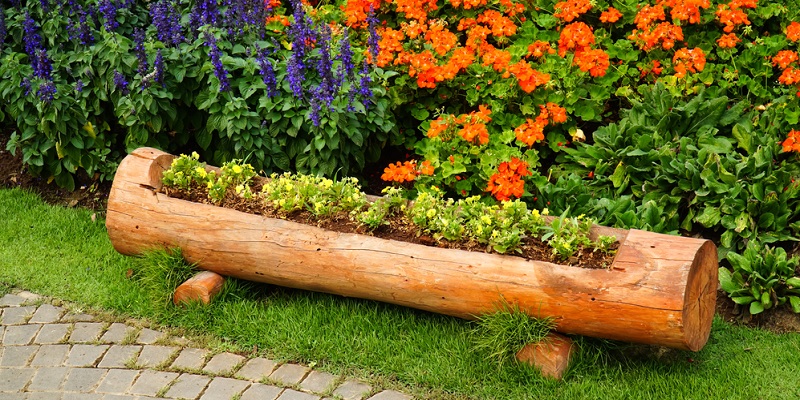 Jardinière rondin bois