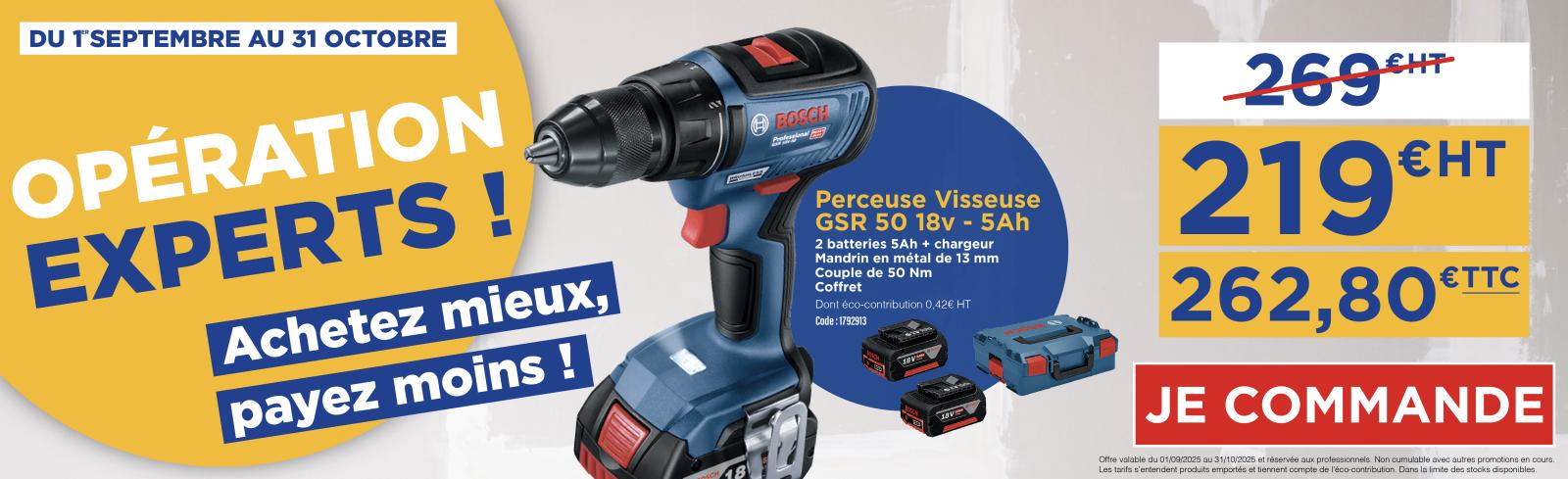 Image du lot perceuse visseuse avec batterie à 219€HT au lieu de 269€HT