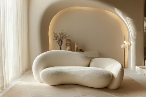 Visuel salon tendance organique moderne blanc