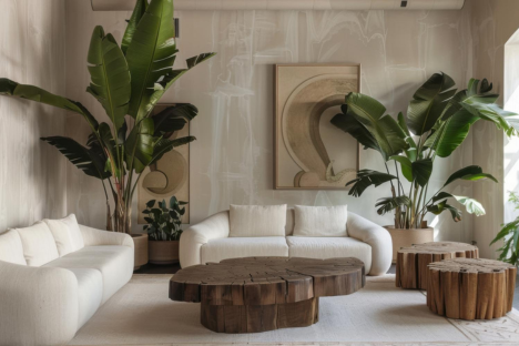 Visuel tendance salon bois et nature