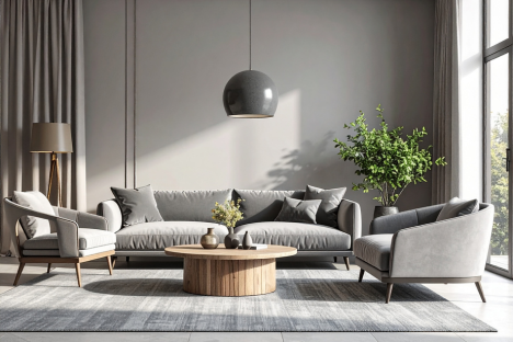 Photo d'ambiance salon tendance mocha mousse