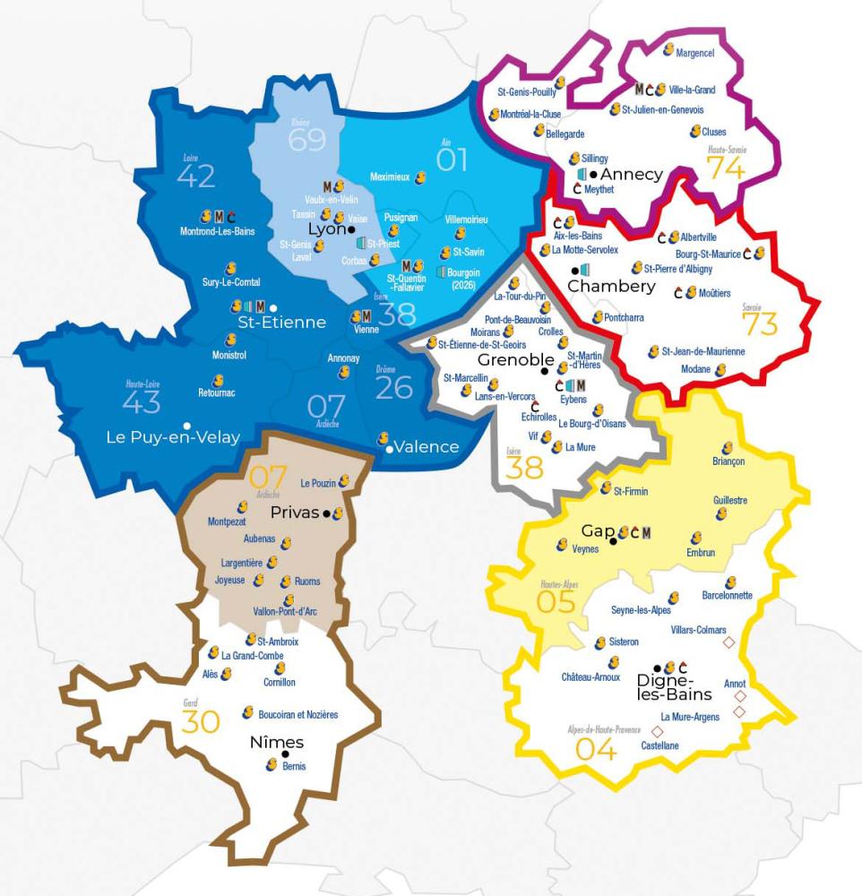 Carte 2026 des implantations du groupe Samse