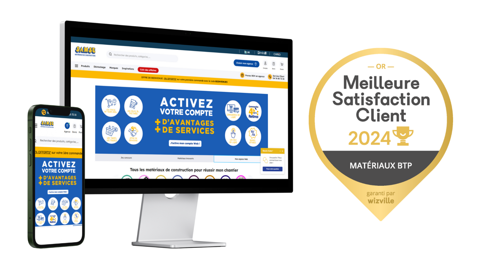 Site samse et Médaille OR satisfaction client