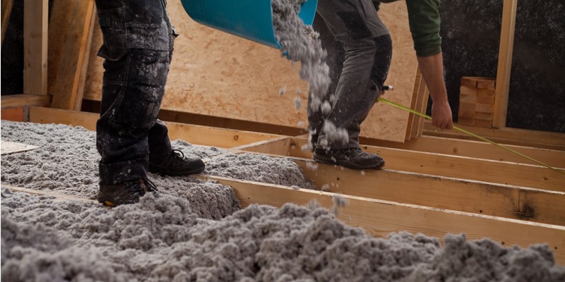 Ouate de cellulose en vrac sur plancher bois